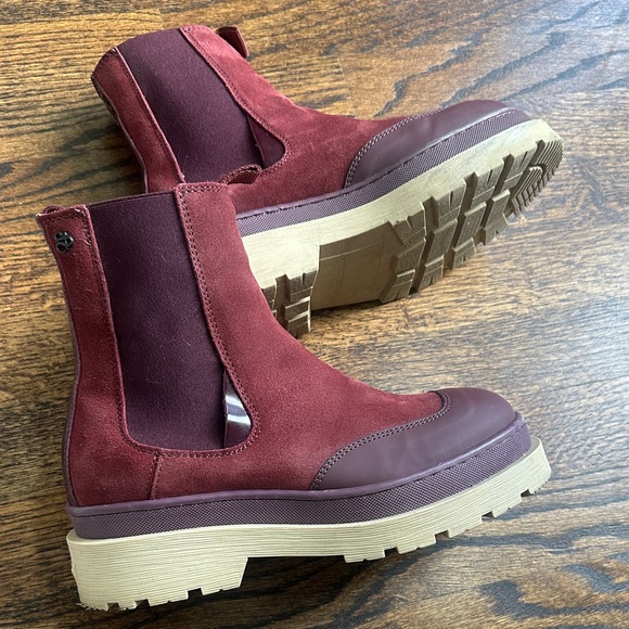 Scotch & Soda Burgundy Ankle  Platform Boots 38 - Picture 7 of 12